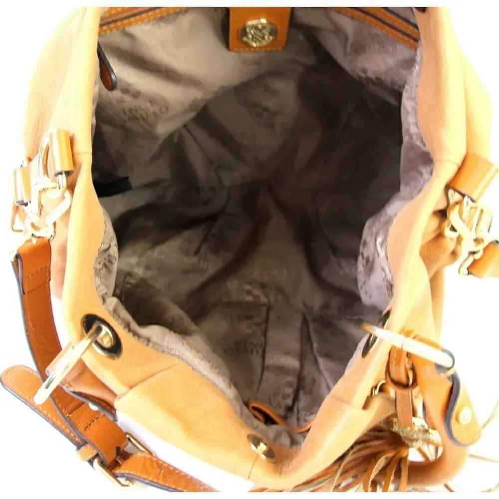 VINCE CAMUTO TAN BROWN GENUINE LEATHER TASSEL SATCHEL HOBO SHOULDER BAG HANDBAG